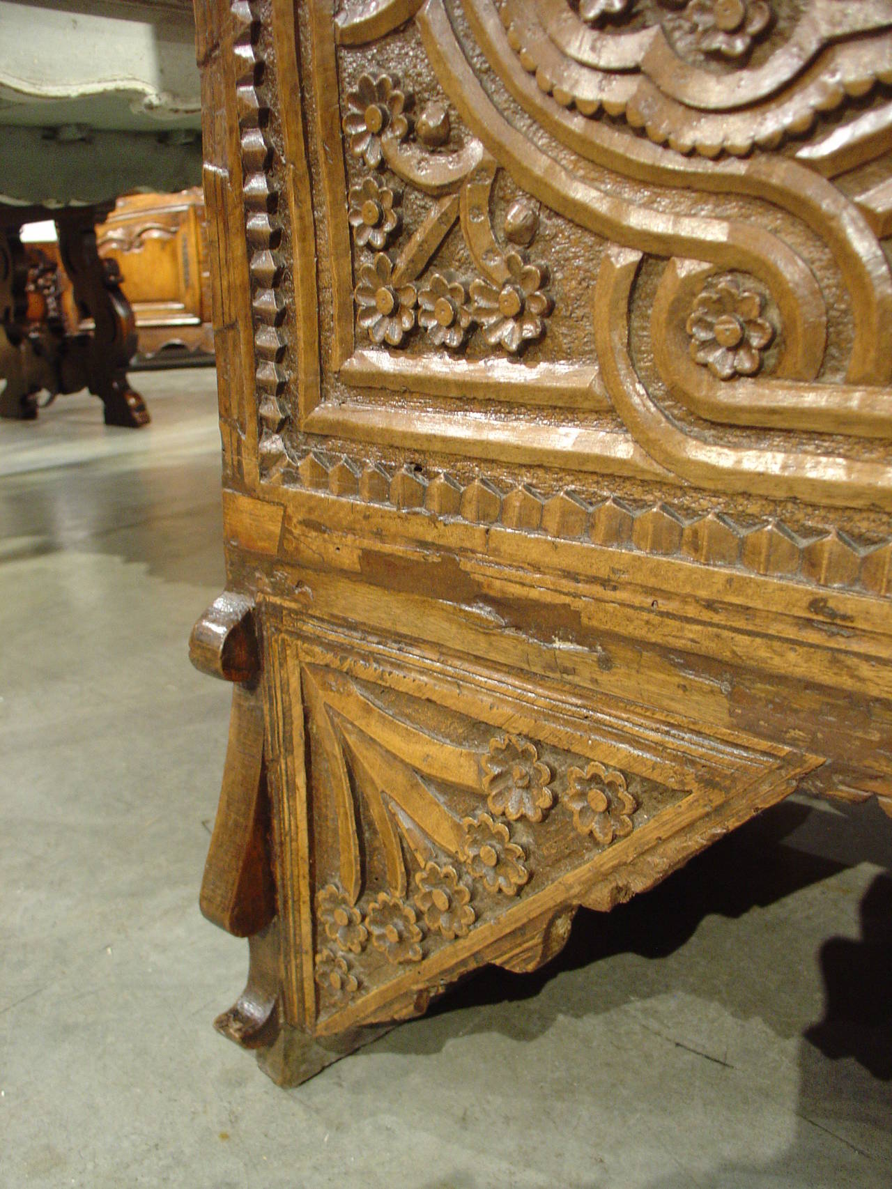 18th Century and Earlier 17th Century Walnut Wood Trunk from Seville, Spain