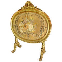 Antique Napoleon III Giltwood Firescreen from France 9