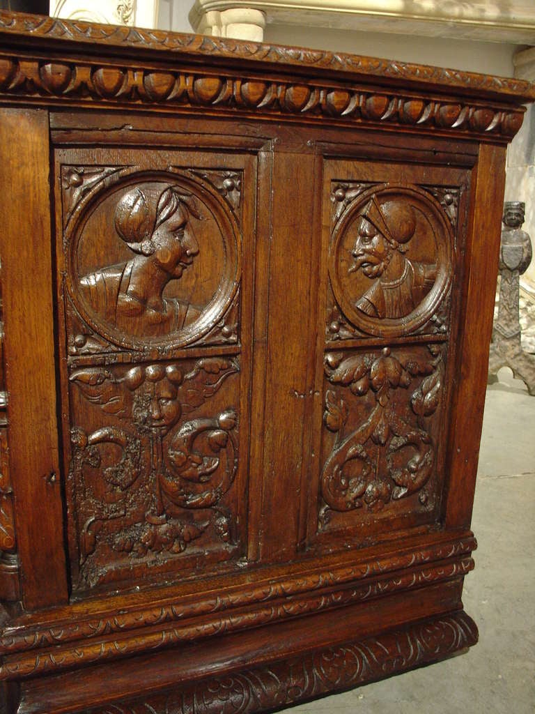 Large Antique French Oak Trunk with Thick Forged Iron Hinges and Lock 5