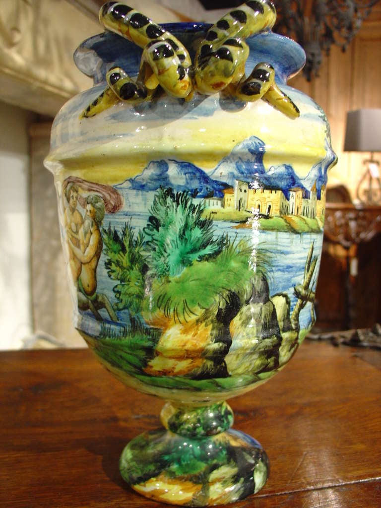 Small Antique 'Cantagalli' Urn from Italy, 1800s 1