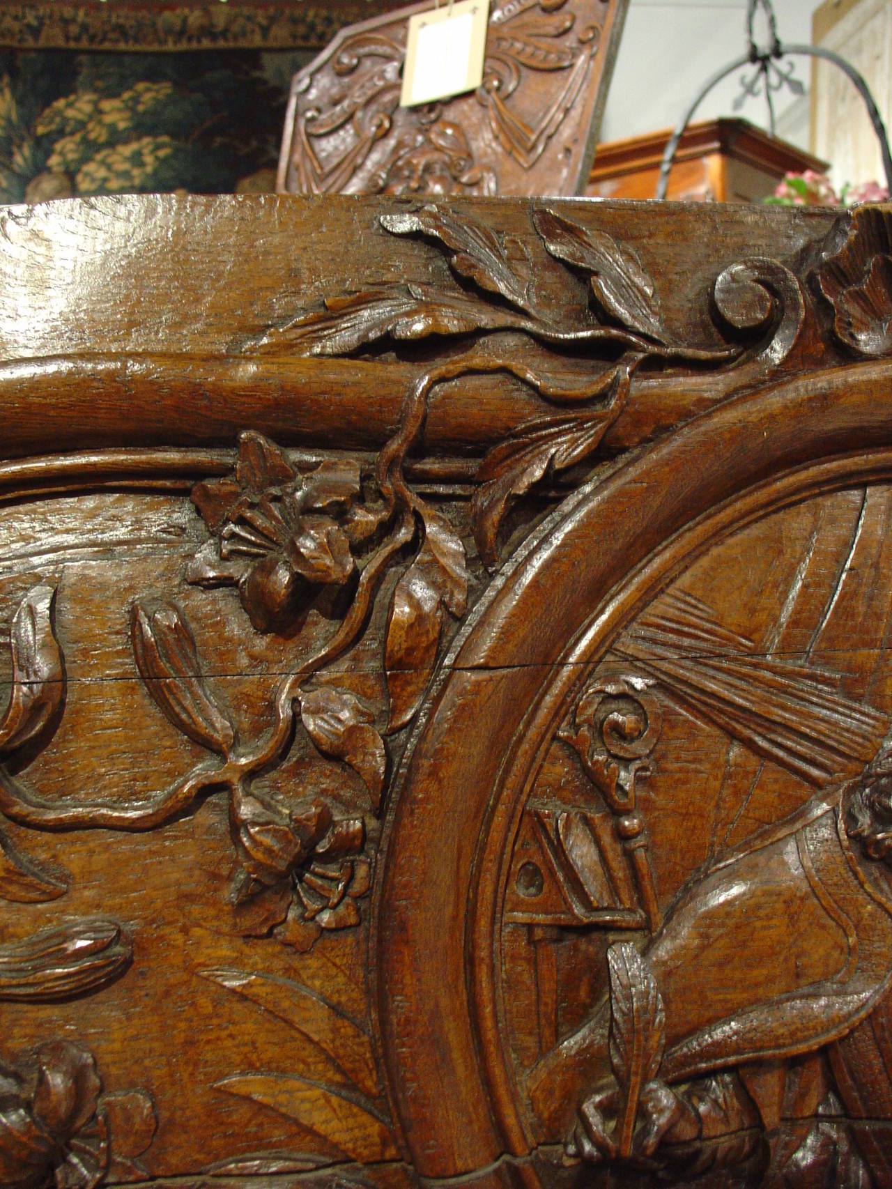 18th Century French Hand Carved Oak Relief Panel of St. Augustine 2
