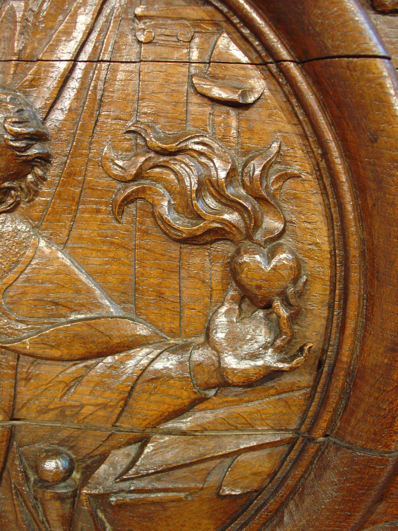 18th Century French Hand Carved Oak Relief Panel of St. Augustine
