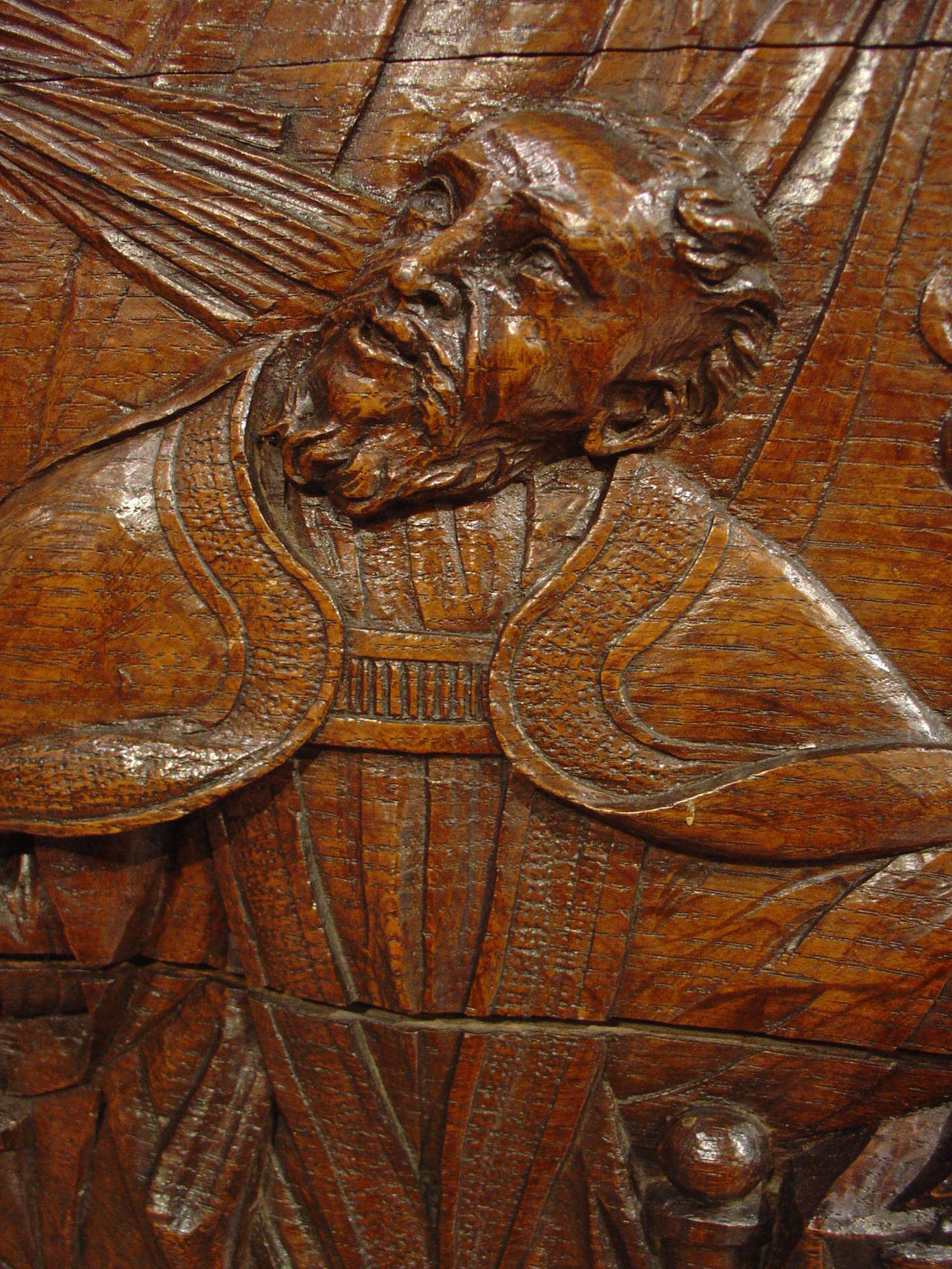 18th Century and Earlier 18th Century French Hand Carved Oak Relief Panel of St. Augustine
