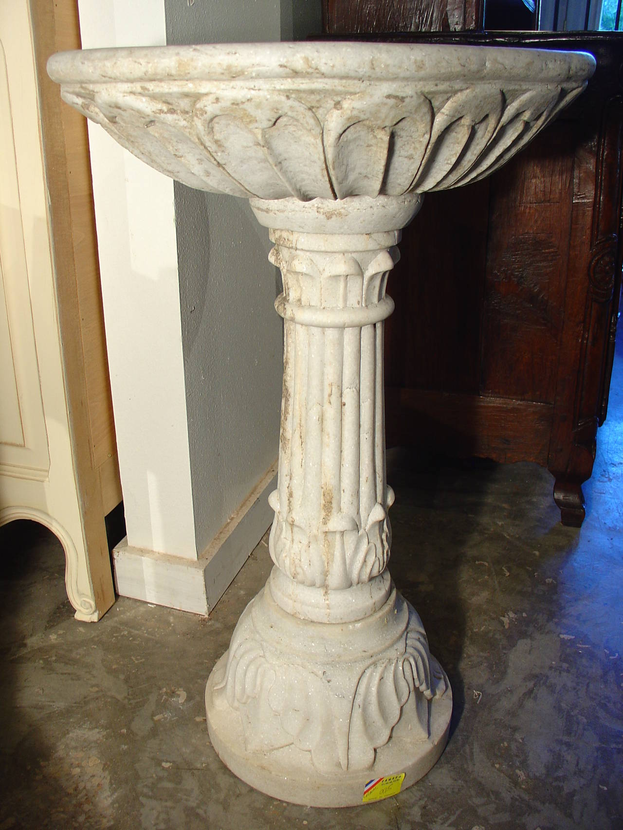 French Antique Marble Pedestal Sink from France, Circa 1900
