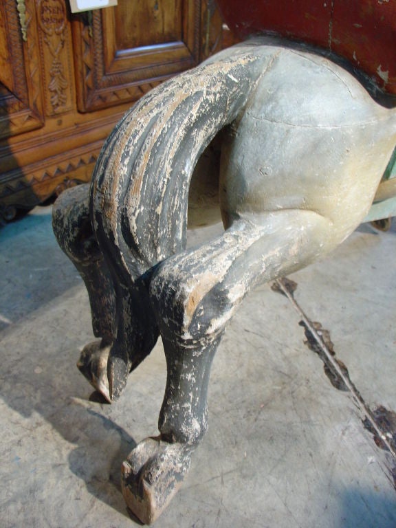 Folk Art Antique French Carousel Horse with Seat