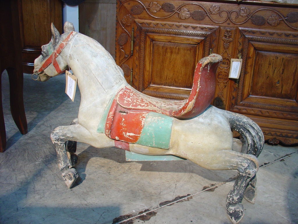 19th Century Antique French Carousel Horse with Seat