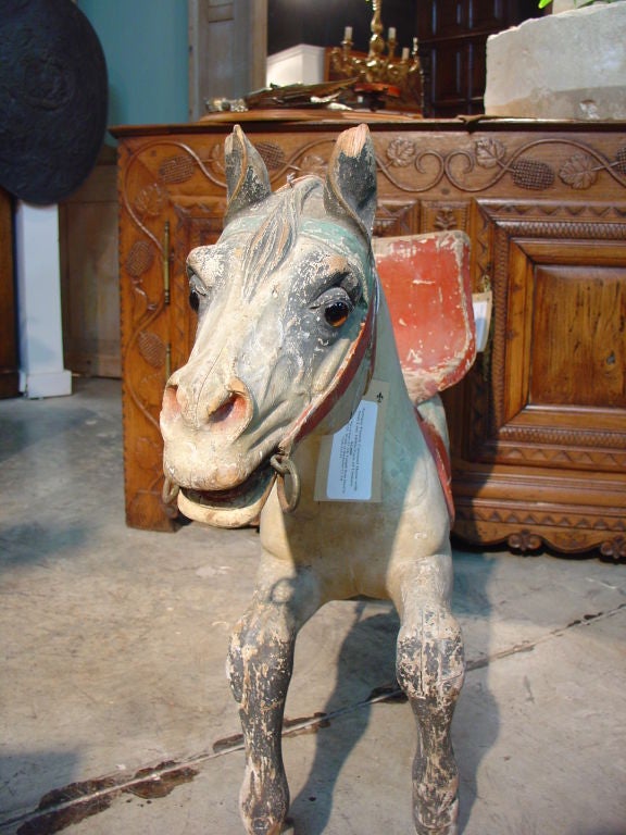 Antique French Carousel Horse with Seat 1
