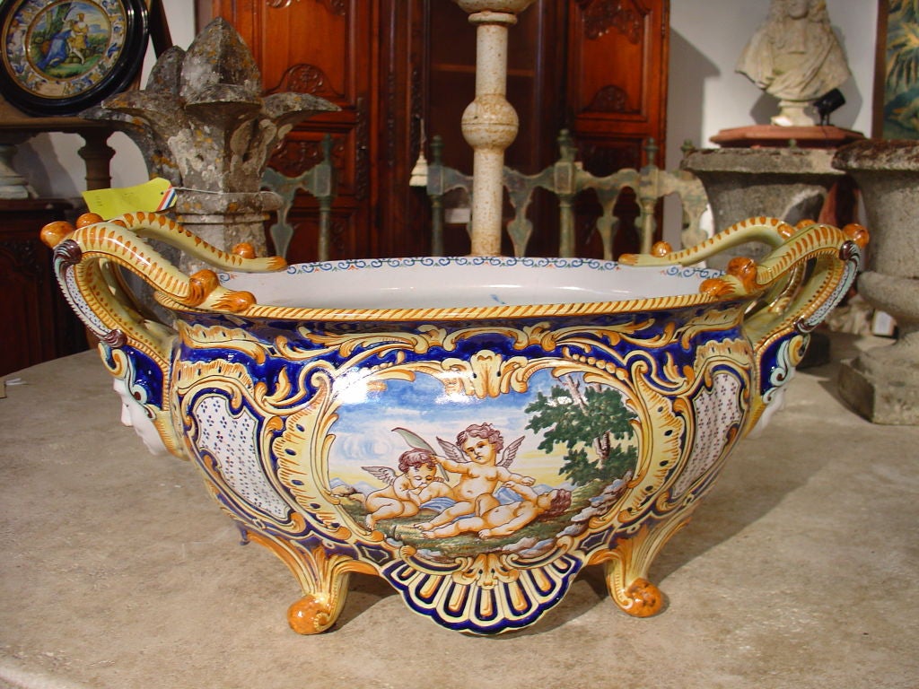 Antique French Jardiniere From Nevers, France 1800's 7