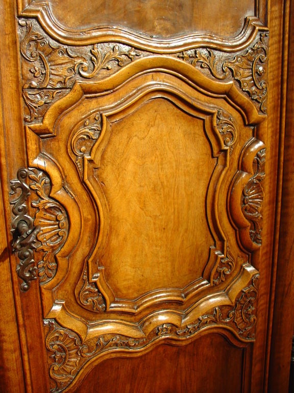 Lyonnaise cabinetmakers were renowned for their dynamic high and low relief carving with cornices and door panels strongly delineated by multiple levels of thick moldings. The cabinetmakers from Lyon were commissioned by the wealthy aristocracy of