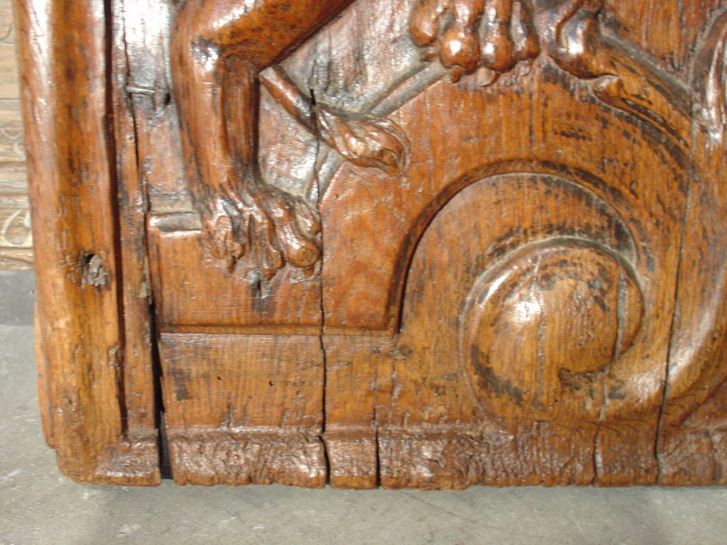 A 17th C. Hand Carved Oak Armorial Panel found in France<br />
<br />
Found in France, this aristocratic armorial panel has been hand carved from European Oak. Dating back to the late 1600’s or early 1700’s, it features an oval charge of a rampant