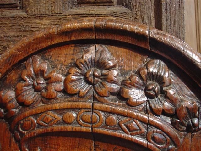 17th Century Antique Carved Armorial Oak Panel 5