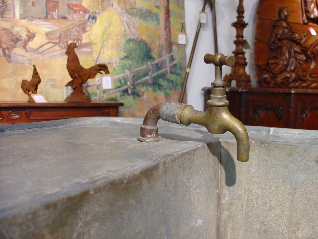 19th Century Painted Counter with Zinc Top and Sink 1