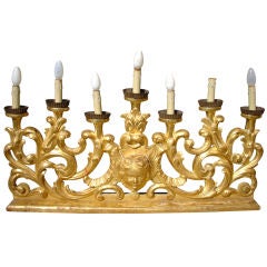 Antique Rococo Water Gilded 7 Light Candleabra