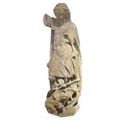 Antique French Statue of St. Michael