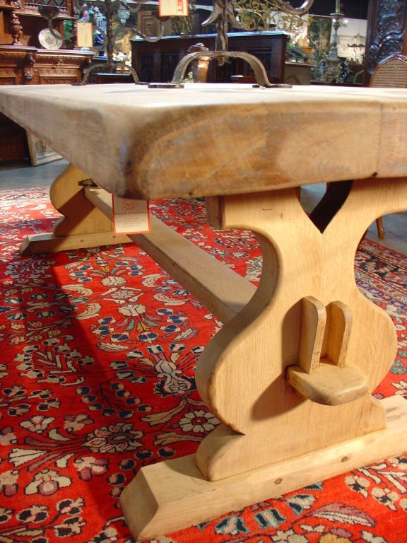 Antique French Stripped European Oak Monastery Style Table