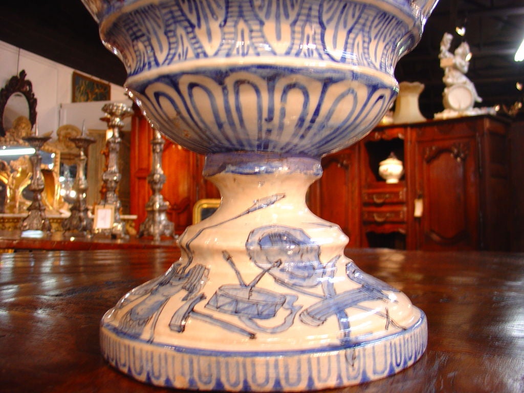 Antique Blue and White Savona Urn-19th Century 1