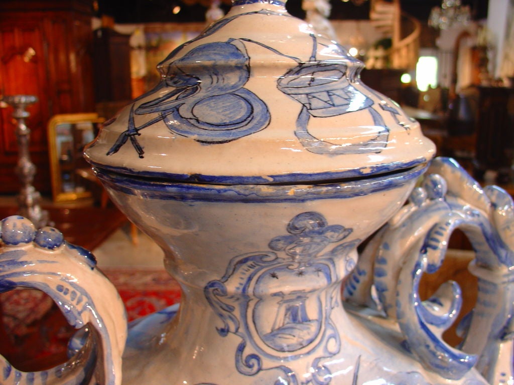 Antique Blue and White Savona Urn-19th Century 4