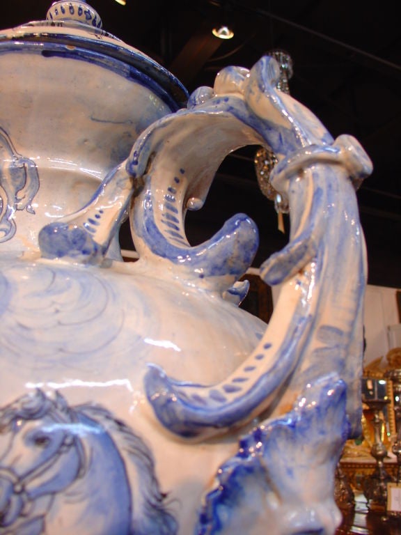 Antique Blue and White Savona Urn-19th Century 5