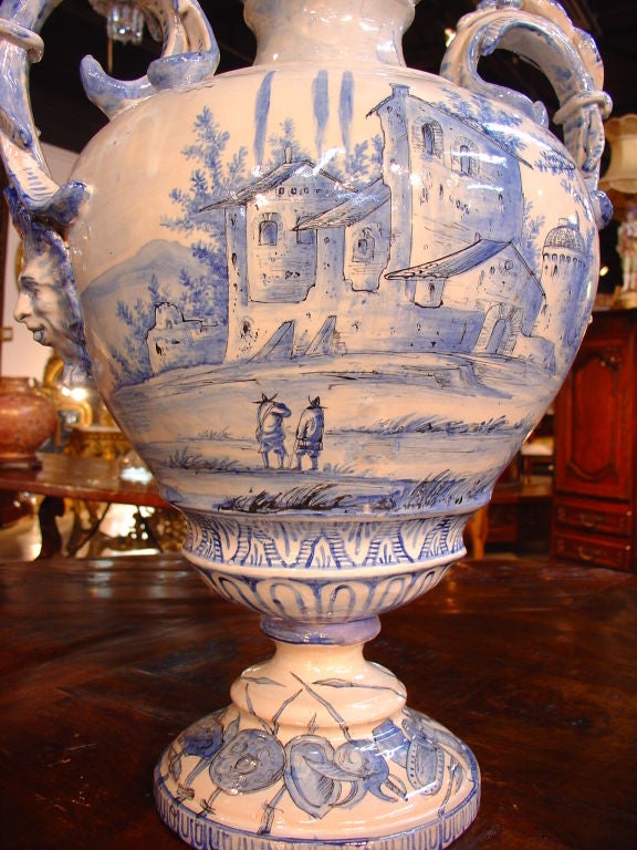 Antique Blue and White Savona Urn-19th Century 6