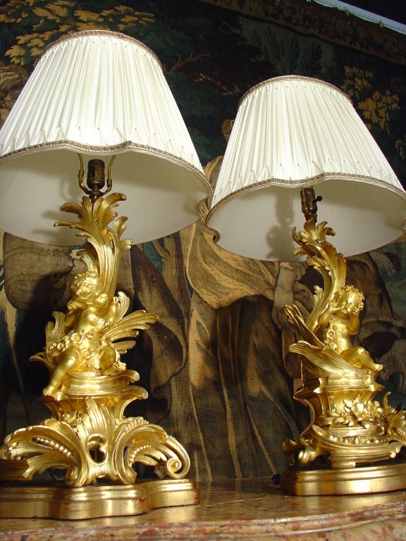 Pair of Antique French Louis XV Rococo Lamps 4