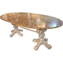 Antique Italian Table with Original Marble-1800s