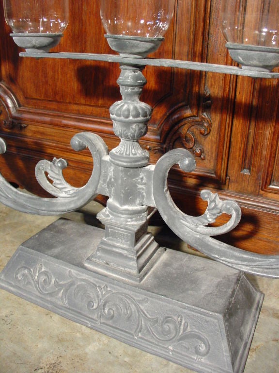 French Cast Iron Lyre with Glass Tubes