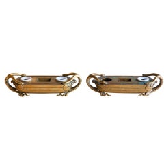 A Pair Of Brass Inkwells C. 1820