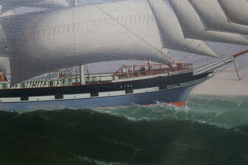 19th Century The Coolie Ship Avon under Full Sail. Lai Fong 1890-1910