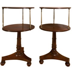 A Pair Of Regency Mahogany And Brass Two Tier Dumb Waiters
