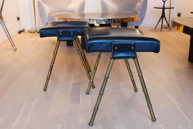 Pair of Stools by Jacques Adnet In Good Condition In London, GB