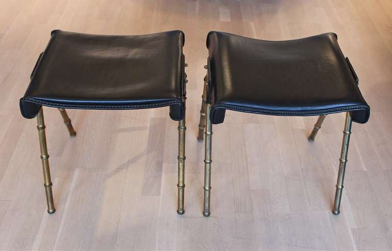 French Pair of Stools by Jacques Adnet