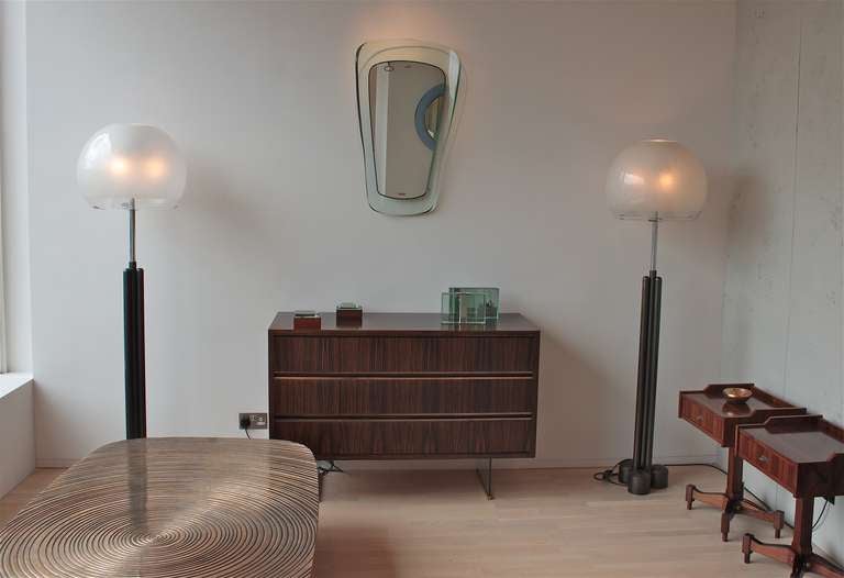 Rare Pair of Porcino Standing Lamps by Luigi Caccia Dominioni In Excellent Condition In London, GB