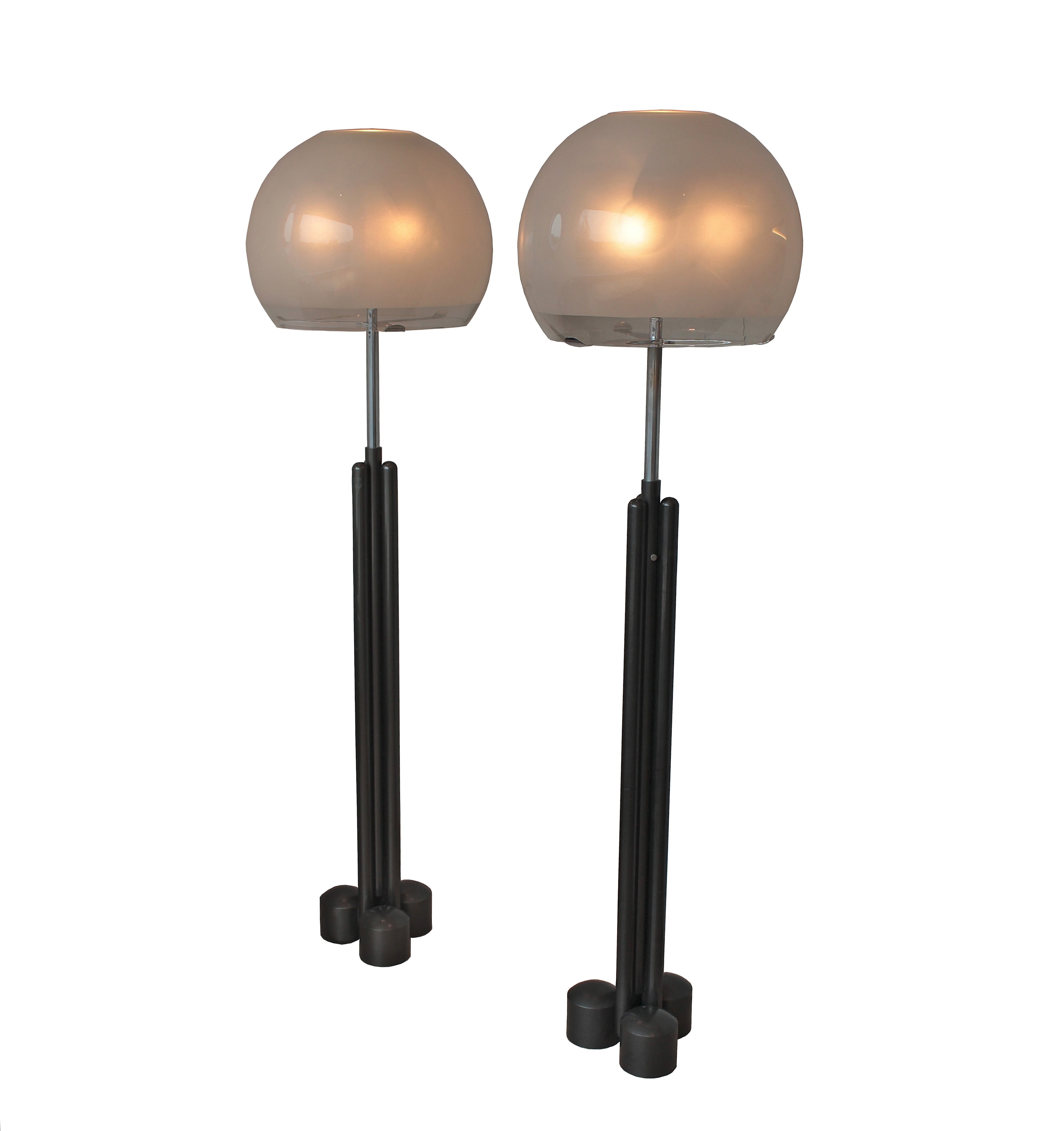 Rare Pair of Porcino Standing Lamps by Luigi Caccia Dominioni