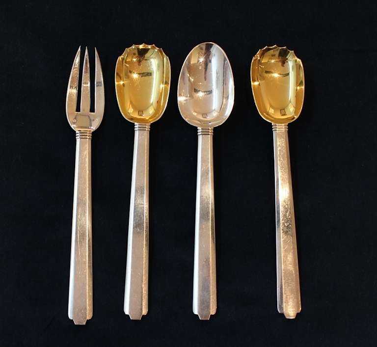 Mid-20th Century Art Deco Silver Cutlery Set by Jean-Emile Puiforcat