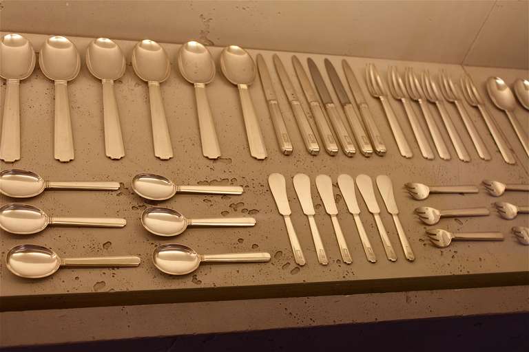 Art Deco Silver Cutlery Set by Jean-Emile Puiforcat 4