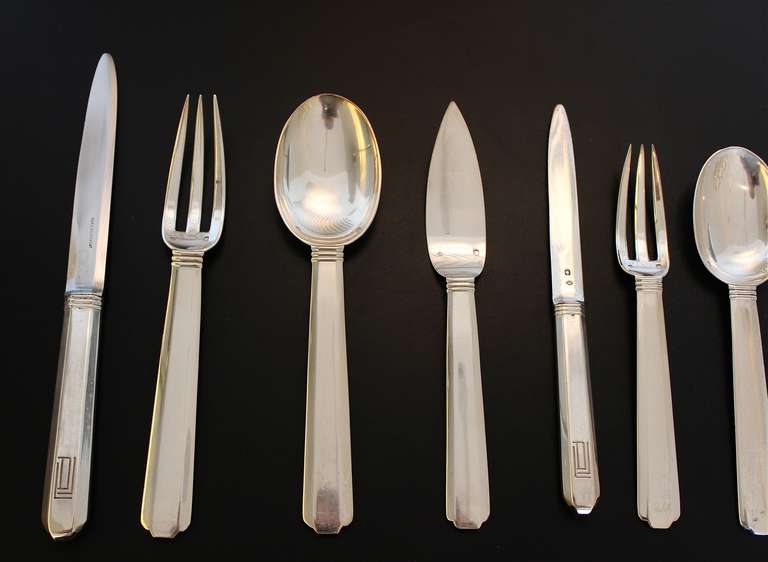 Art Deco Silver Cutlery Set by Jean-Emile Puiforcat 3