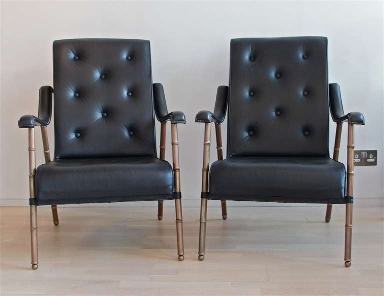 Pair of Armchairs by Jacques Adnet In Excellent Condition In London, GB