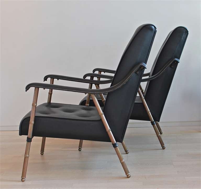 Pair of Armchairs by Jacques Adnet 4