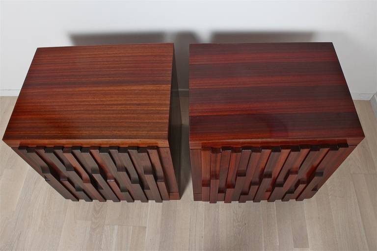 Walnut Pair of Side Cabinets by Luciano Frigerio