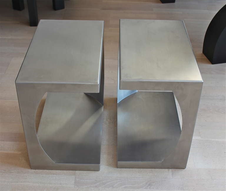 Steel Pair of Side Tables by Van Heusden