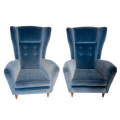 Pair of High Back Armchairs