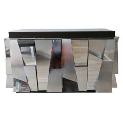 Faceted Steel Cabinet by Paul Evans