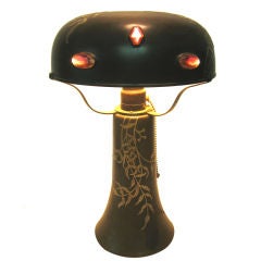 Antique Heintz Art Metal Jewelled Lamp