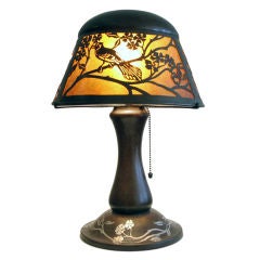 Antique Heintz Art Metal Bluejay Lamp