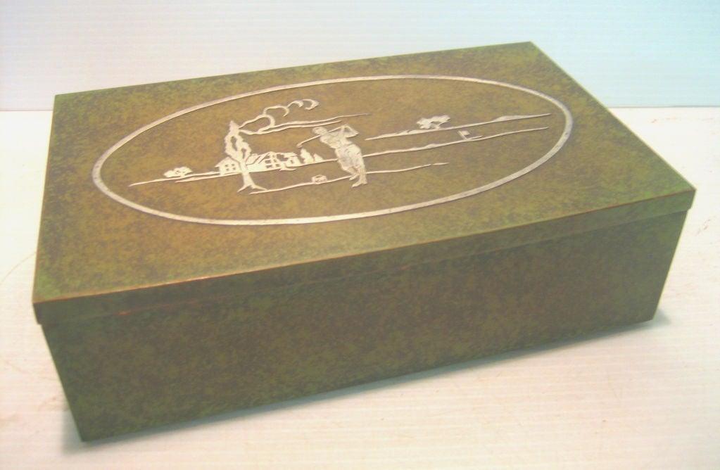 Heintz Art Metal Golf Scenic Cigar Humidor