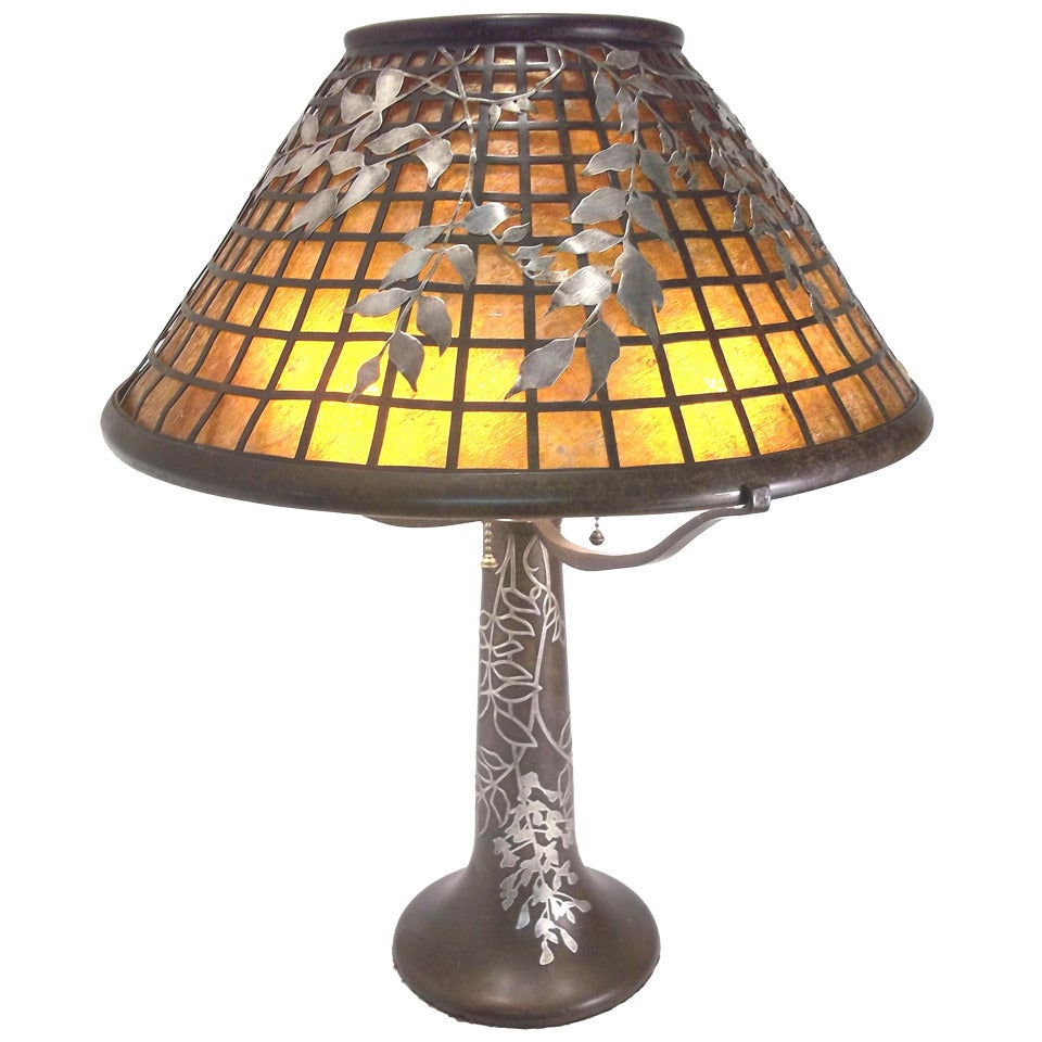 Heintz Art Metal Wisteria Table Lamp For Sale