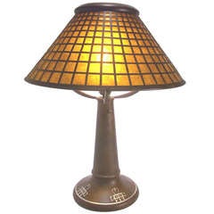 Antique Heintz Art Metal Largest Crosshatch Lamp