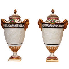 Exceptional Pair of 'Sevres' Urns