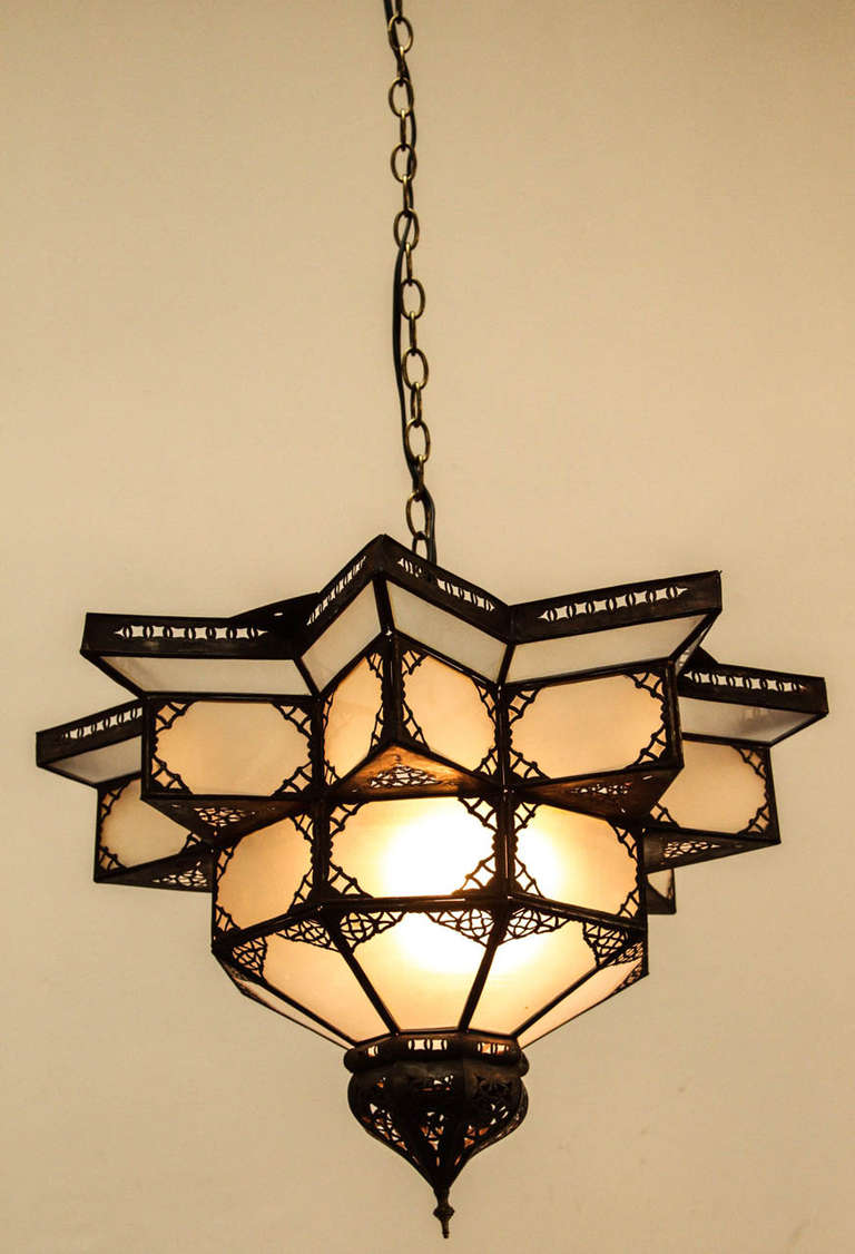 Moroccan Star Shape Frosted Glass Chandelier 4