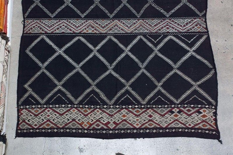 Moroccan Black Vintage Nomadic Rug